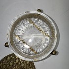 Rare Vtg Circle Glass Ormolu Filigree Brass Jewelry Casket Box- Cherub Footed — photo 6