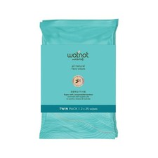 Wotnot Naturals All Natural Face Wipes Sensitive x 25 Pack Twin Pack 50 Wipes