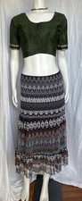 Vintage Y2K Mesh Skirt Long Ruffled Boho Hippie Grunge Gypsy Festival Fairy Sml
