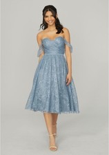 MORI LEE Madeline Gardner Blue Off the Shoulders Lace Dress Prom Bridal Size 12
