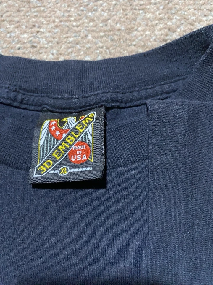 Camiseta Motociclista Estampado Lobo 3D Emblema Vintage Años 90 “Survivor”, Talla XL Puntada Única Foto 3 de 4