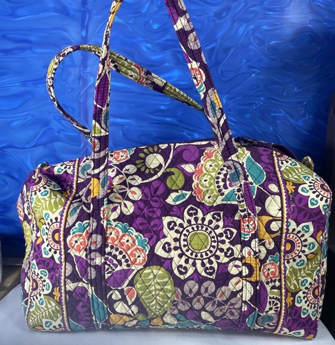 Vera Bradley XL Weekender Plum Crazy Duffel Bag Tote 21” L x 11" H x 12” deep