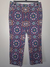 NWT Lands End Evening Sapphire Moroccan Tile Straight Leg Chino Pants Stretch 12