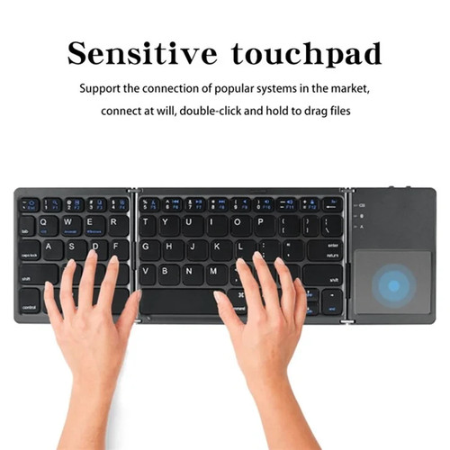 New Ultra Premium B033 Triple Foldable Bluetooth Keyboard With Touchpad - Picture 9 of 12