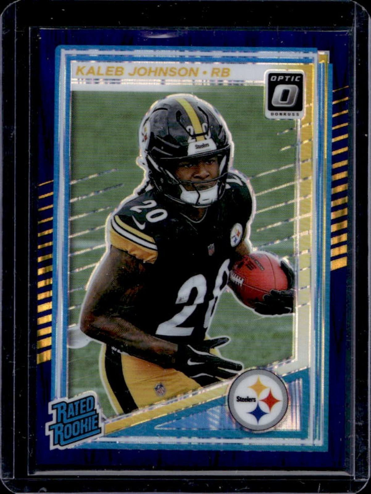 2025 Panini Donruss Optic Kaleb Johnson Rated Rookie Purple Shock Prizm #232