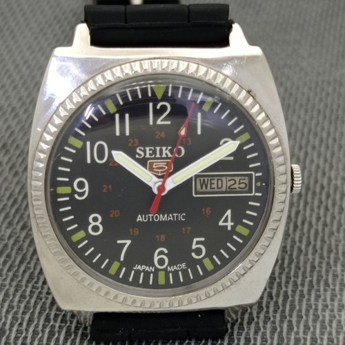 VINTAGE SEIKO 5 AUTOMATIC 7006A JAPAN MENS BLACK COLOR DIAL WATCH a1151-U - Picture 4 of 10