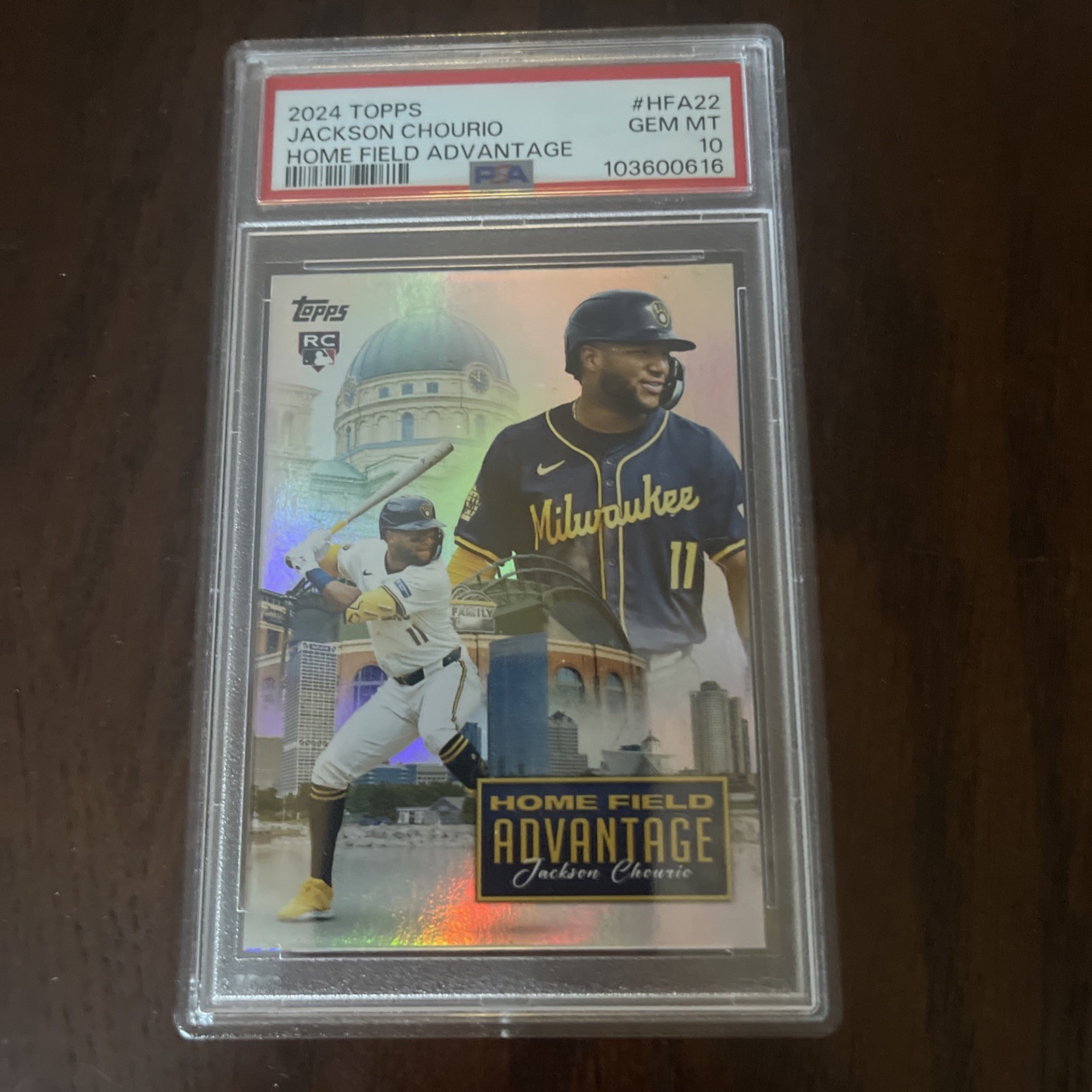 JACKSON CHOURIO 2024 Topps Update RC #HFA22 HOME FIELD ADVANTAGE PSA 10