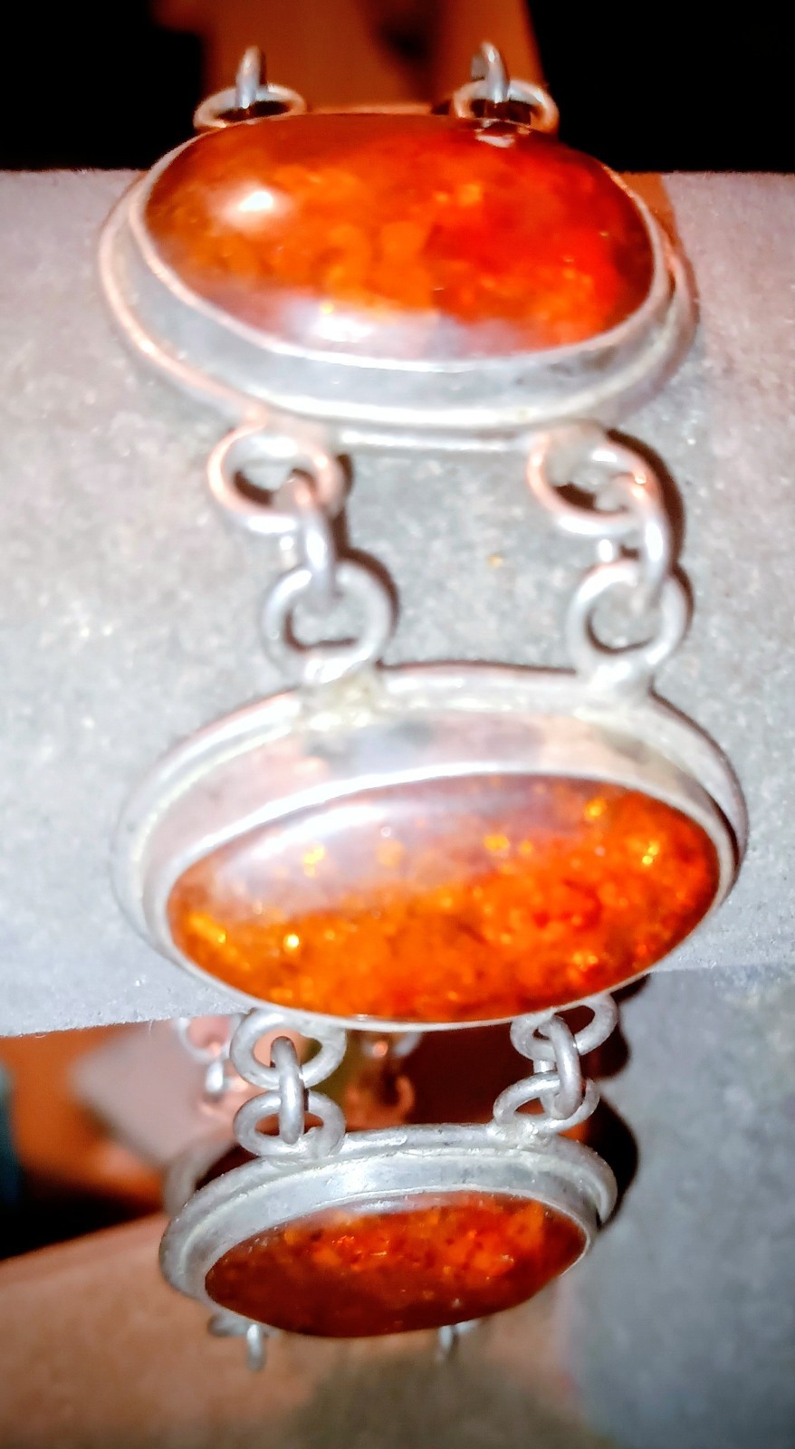 Vintage Amber Gemstone Sterling Silver 9.25 Oval Fashionable 7