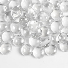 0.5Lb Clear Glass Beads for Vases, Glass Pebbles, Clear Flat Glass Marbles for V
