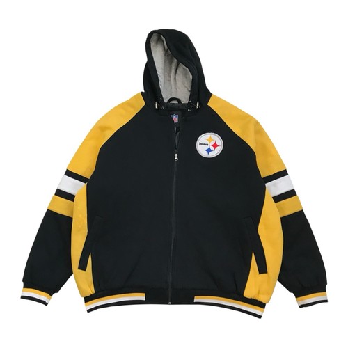 PITTSBURGH STEELERS FELPA CON CAPPUCCIO GIACCA 3XL XXXL BOMBER LETTERMAN VARSITY FULL ZIP Y2K - Foto 2 di 8