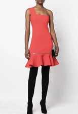 NWT $2404 Alexander McQueen One Shoulder Dress With Ruffles & Zip Details. Italy