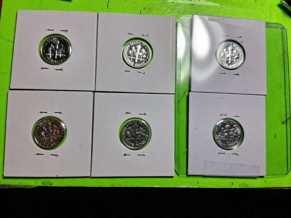 Monedas de diez centavos Roosevelt 1957,60,61,62,63,64. PRUEBA. ALTA CALIFICACIÓN PR++++ Foto 2 de 2