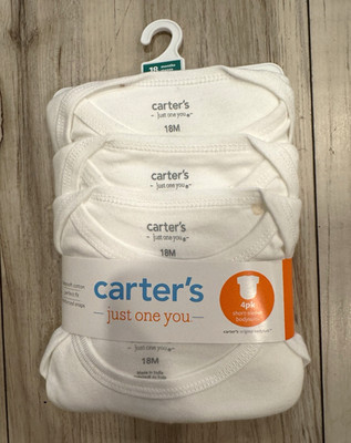 Carter's Just One You White Short Sleeve Bodysuit 4-Pack, 18 Months