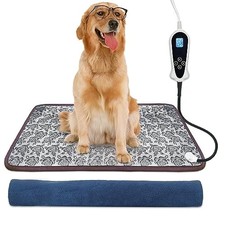 Heated Dog Bed, 28x18in, Rose, Adjustable, Waterproof, Chew Resistant Steel