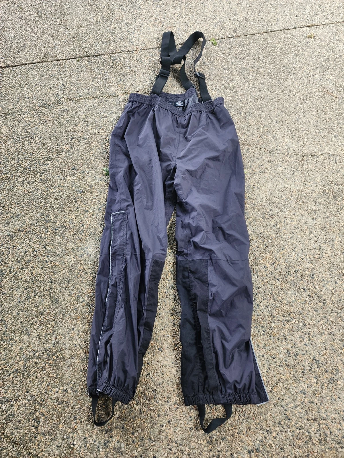 Harley Davidson Suspendered Rain Pants Detachable Suspenders Mens XL Black PVC