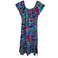 Hilo Hattie Womens L Tropical Floral Traditional Dress Hawaii Mumu Luau - CJ