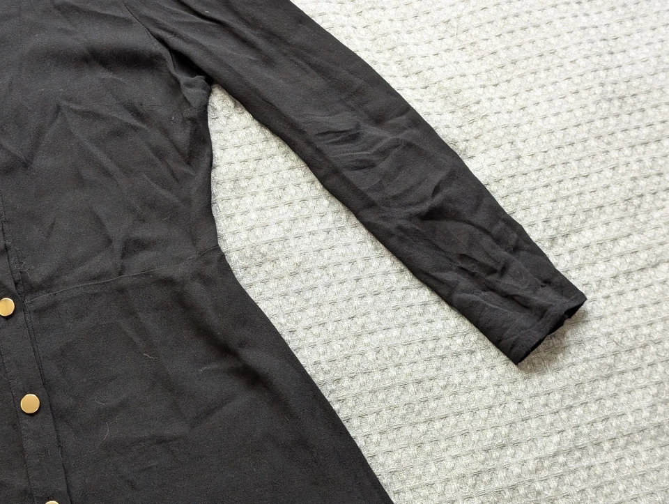 Reformation Shirt Dress Women 8 Black Long Sleeve Missing Button Collar Mini USA - Image 4 of 4