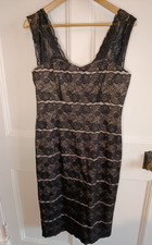 Phase Eight Dahlia Black And Mink Lace Pencil Dress beige UK14 stripe sweetheart