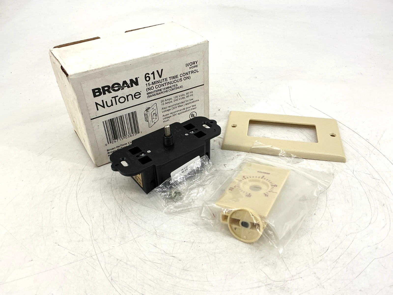 New Broan-NuTone 61V 15-Minute Time Control Ivory 20/10A 120/240V 60HZ