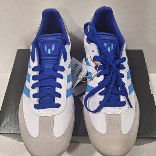 Adidas Samba Messi Indoor Soccer Shoes White/Blue/Gold ID3550 Size 7.5WMS/6.5MEN - Picture 10 of 20