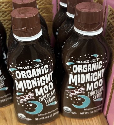 2 Trader Joe s Organic Midnight Moo Chocolate Syrup NET WT. 15.8 OZ Each Bottle