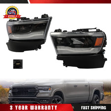 2x Full Led Headlights For 2019-2023 Dodge Ram 1500 Wdrl Reflector Black Bezel