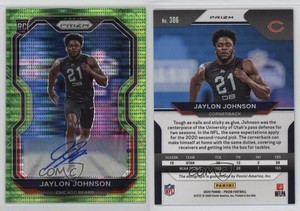 2020 Panini Prizm Neon Green Pulsar Jaylon Johnson #306 Rookie Auto RC