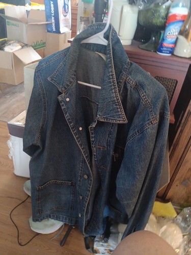 vtg 90s BILL BLASS Denim Barn Jacket Chore Utility Jacket Button-Up size Xlwoman - Picture 1 of 4
