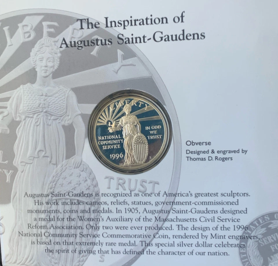 1996 National Community Service Silver Dollar & Stamp Set - Image 2 of 4