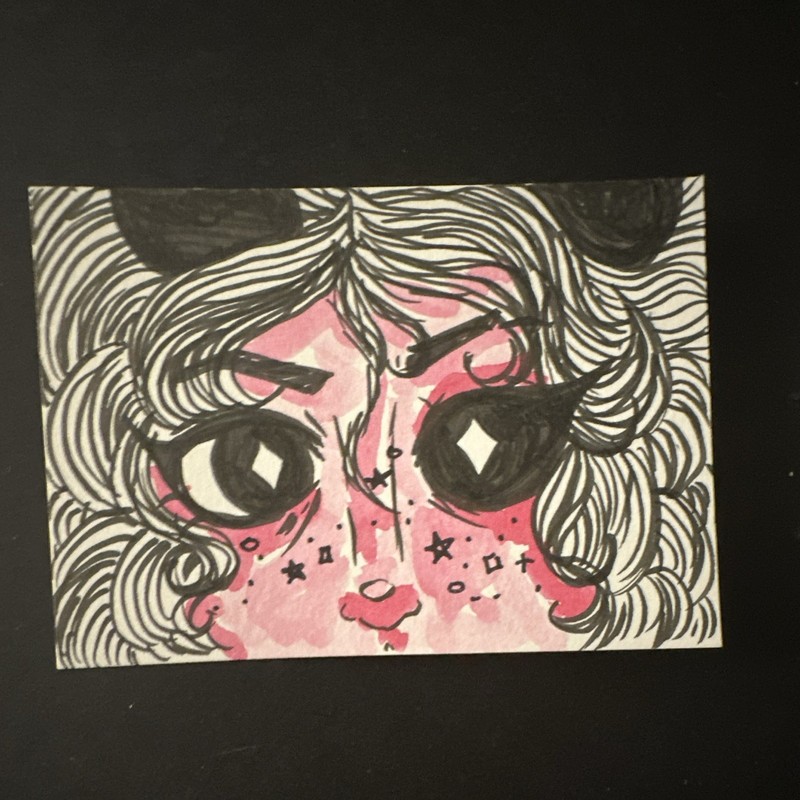 Aceo “sparkle freckles” Original  Miniature painting Signed 2.5x3.5in