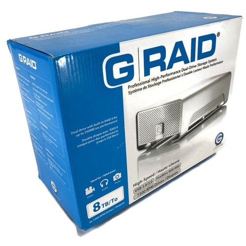 G-Technology G-RAID 2x 4TB External Hard Drive 0G03244 w/ A/C Adapter & USB 3.0