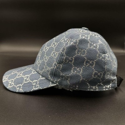 GUCCI GG Glitter Baseball Cap 631953 Small 56cm Blue Hat 6
