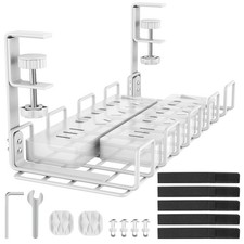 Under Desk Cable Management Tray, L 15.7''W 6.3'' No Drill Steel Desk Cable O...