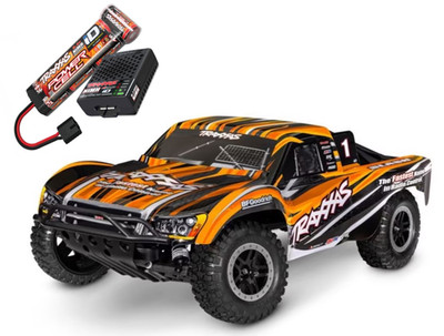 TRAXXAS Slash orange 1/10 2WD SC Brushed HD 58234 inkl. Akku & Lader