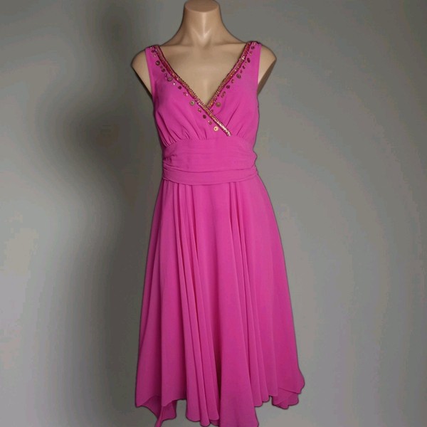 TOGETHER Wrap Dress Womens Size 10 Pink Sleeveless Embellished Fit & Flare BNWT