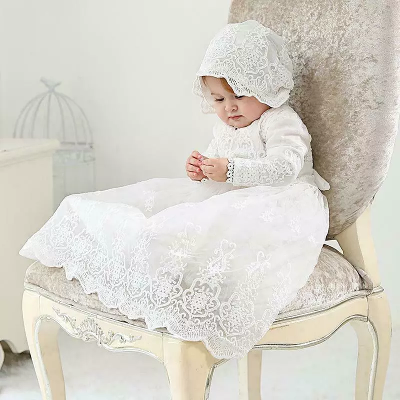 Buy Baby Girls Lace Christening Gown Party Dress and Bonnet 0 3 6 9 12 18  Months Online in India - Etsy