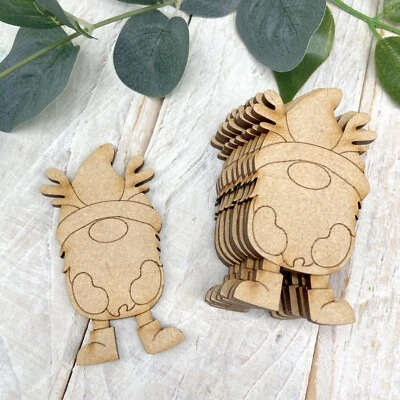 Tema Natalizio Taglio Laser Legno Forma Artigianale MDF Abbellimento Gnomo Renna