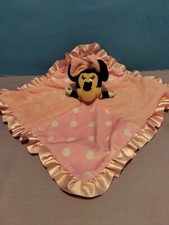 Disney Baby Minnie Mouse Lovey Security Blanket Pink Polka Dots Crinkle Ear Toy