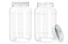 ljdeals 2 Pack 1 Gallon Plastic Jars with Lids, Storage Containers, made in USA