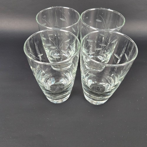 Set Of 4 Vintage Libbey Windswept Leaf Etched Glass Tumblers 14 OZ Highball Cock - Picture 6 of 6