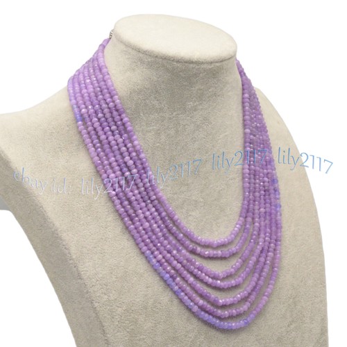 7 Rows Faceted 2x4mm Multicolor Jade Gemstone Rondelle Beads Necklaces 17-23'' - Picture 81 of 93