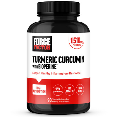 FORCE FACTOR Turmeric Curcumin Supplement with Black Pepper, Joint Support