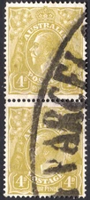 1924 KGV 4d Olive Single WMK Australia Pair PARCEL POST Franking