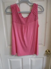 Elle Rayon Sleeveless Shirt Top Blouse Pink Folded Tucked Bodice Large
