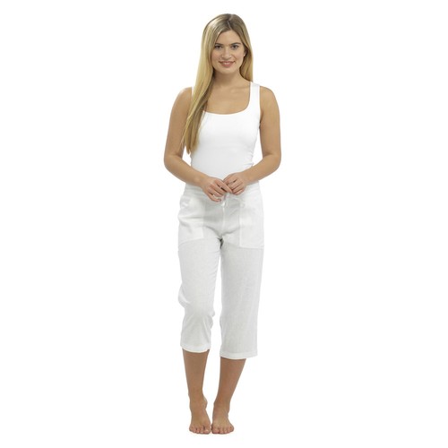 Ladies 100% Cotton Cropped Trouser Women 3/4 Length Shorts UK 10 12 14 16 18 20 - Picture 6 of 13