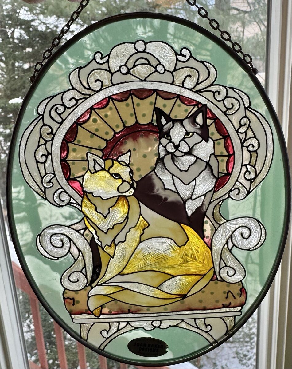 2001年 大判 ティファニー キャット ジョン・ベーカー ステンドグラス 猫 2001年 大判 ティファニー キャット ジョン・ベーカー ステンド