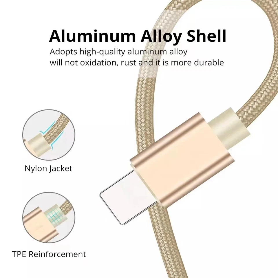 10Ft Long USB Fast Charger Cable For iPhone 14 13 12 11 8 Braided Charging Cord - Image 3 of 4