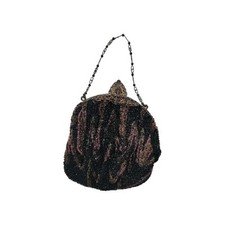 Vintage French Beaded Black Clutch Purse Evening Bag 1920s Art Deco Collectible