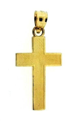 Collana in vero oro giallo 14 kt con ciondolo croce Gesù crocifisso religioso zirconi - Foto 5 di 10