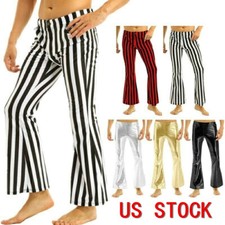 Men's Bell-Bottomed Pants Shiny Metallic Flares 60s 70s Disco Party Leggings